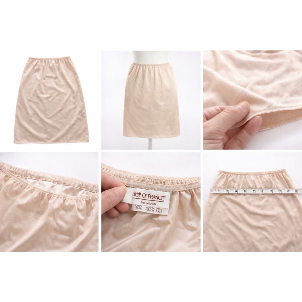 Lily of France Half Slip Size Medium Beige Nylon Satin Underskirt Lingerie
